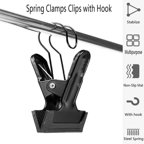 Backdrop Spring Clamps With Hook, 2 Pack of 4" Heavy Duty Clips for Photography Background Stands