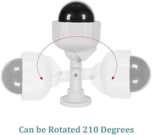 Solar Powered Dummy Fake CCTV Security Dome Camera with Flashing Red LED Light & Warning Security Alert Sticker Decal