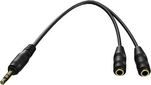Headphone Splitter 3.5mm Aux, 2 Female to 1 Male Audio Y Splitter Stereo Dual Headphone Adapter for Laptops, PC