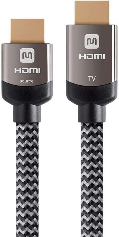 Monoprice 4K Braided High Speed HDMI Cable, 20 Feet, CL3 In Wall Rated, Active, Gray