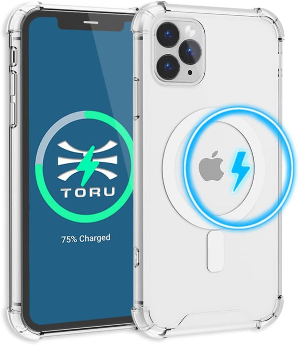 TORU MX Slim Magnetic Case for iPhone 11 Pro Max, Compatible with Magsafe, Clear Case with Detachable Wrist Strap