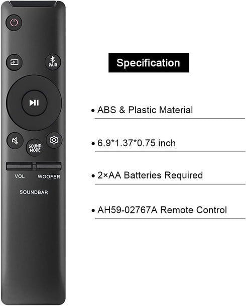 Gvirtue AH59-02767A Universal Remote Control Replacement for Samsung Soundbar, Home Theater Surround Sound Bluetooth