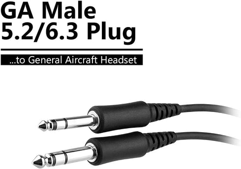 Helicopter U-174 Plug Aviation Headset to General Aviation Adapter Cable