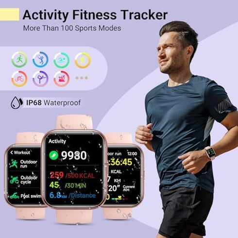 Smartwatch for Women, 1.8'' Fitness Tracker with Alexa, Call Alerts, Heart Rate Monitor, 120 Sports Modes