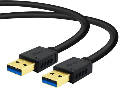 DTech 3 ft Black USB 3.0 Type A to A Male to Male High Speed Data Cable