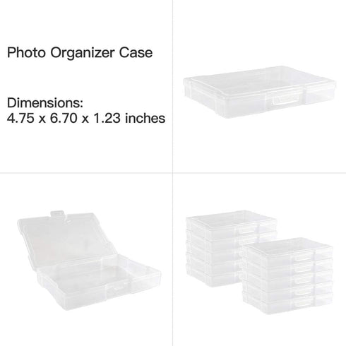 novelinks 4" x 6" Photo Storage Box, 10 Inner Picture Storage Containers, Photo Organizer Case for Craft Keeper (White)