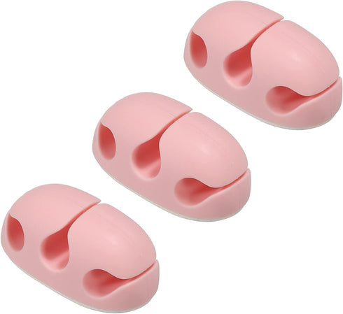 MECCANIXITY 3pcs Cable Clips, Silicone Adhesive Cord Organizer for Desk, USB Charging Cable Management, Pink