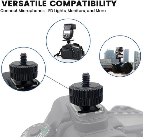 Hot Shoe Adapter 1/4 Inch, Camera Hot Shoe Mount Adapter for DSLR Rig, Cold Hotshoe Screw Accessory Attachment
