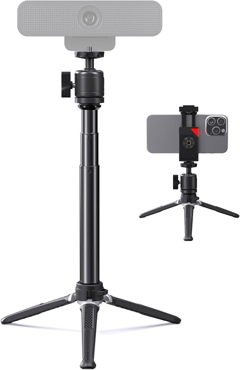 jidinung Webcam Tripod for Desk, Extendable Web Cam Stand Mount with Phone Holder