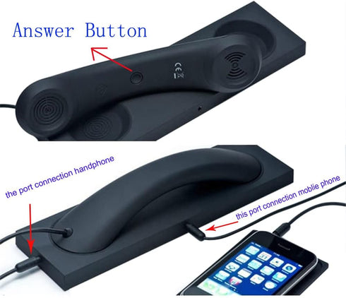 Retro Fashion Phone Handset Headset with 3.5mm Microphone, Radiation Prevention, Compatible with iPhone & Samsung.