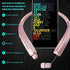 Headset AMORNO Foldable Bluetooth Headphones, Wireless Neckband Sports with Retractable Earbuds, Sweatproof Noise
