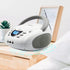 LONPOO CD Player Portable Boombox with FM Radio, USB, Bluetooth, AUX Input, Stereo Sound Speaker & Audio Player, White