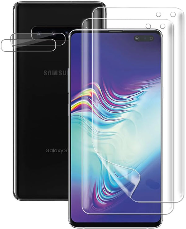 (2+2) Samsung Galaxy S10 Plus (2 Pack) Screen Protector (Not Glass) and (2 Pack) Camera Lens Protector, Case Friendly
