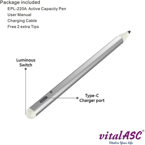 Generic 2 Active Stylus Pen for Touch Screens, Universal Fine Point for iPad, iPhone, Android, and Other Tablets