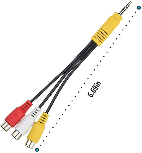 3.5mm Male to 3 RCA Female Video AV Component Adapter Cable for TCL TV, 6-Inch 3.5mm Plug to Triple RCA Jack Splitter