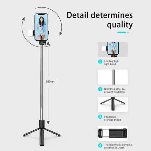 N\D 360 Bluetooth Selfie Stick Tripod Wireless Rotating Remote for Mobile Phone