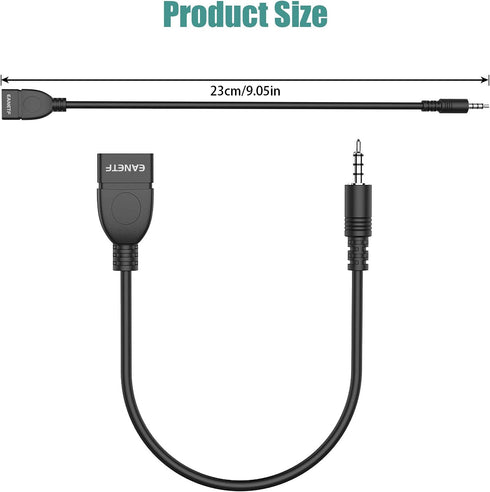 USB to Aux Audio Adapter, 3.5mm Male to USB Female for Car Music with U-Disk, 2 Pack, Requires Audio Decoding