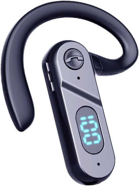 Wireless Bluetooth Headset Earpiece with Voice Control, Single Ear Earphones for Cell Phone, Computer, Laptop, Trucker