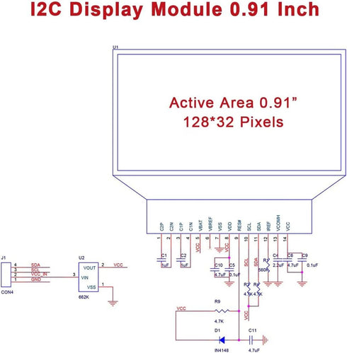 Hosyond 5 0.91 Inch I2C 3.3V~5V Pcs IIC OLED Display Module OLED Screen DC Compatible with Arduino Raspberry PI (Blue
