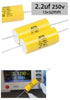 2pcs 2.2uF 250V Axial Audio Speaker Crossover stepless Film Capacitor 5% Audio Crossover Tweeter Precise Pairing