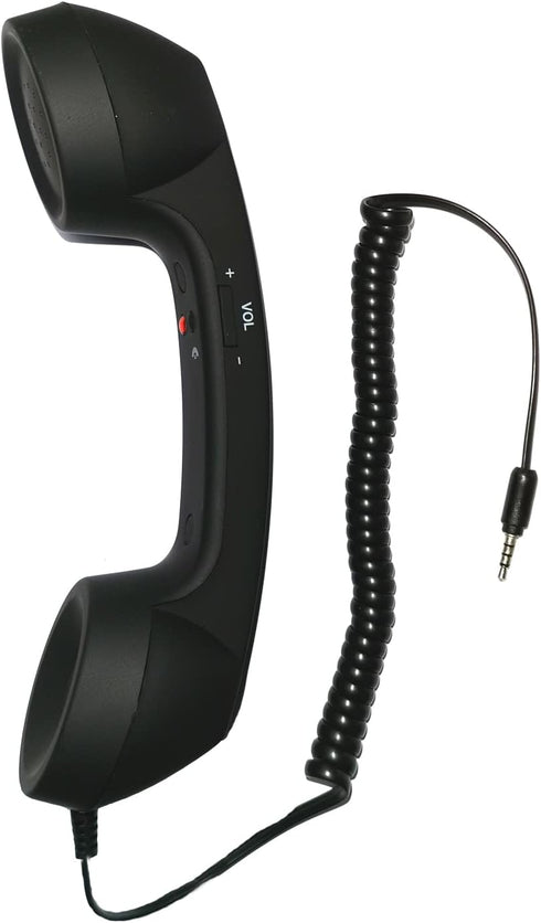 3.5mm Retro Telephone Handset Mic Microphone Speaker for iPhone, iPad, Mobile Phones, Cellphone, Smartphone (Black)