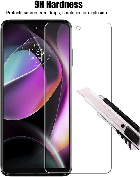 Motorola Moto G 5G 2022: 3 Pack Tempered Glass Screen Protector & 3 Pack Camera Lens Protector, 9H Hardness,