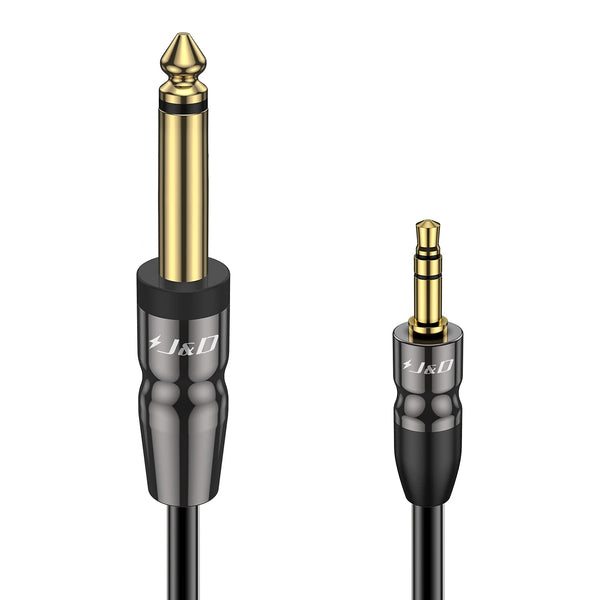 J&D 1/4 inch TS to 3.5mm TRS Cable, Heavy Duty Copper Shell, 6.5 Feet Male to Male Stereo Aux Adapter
