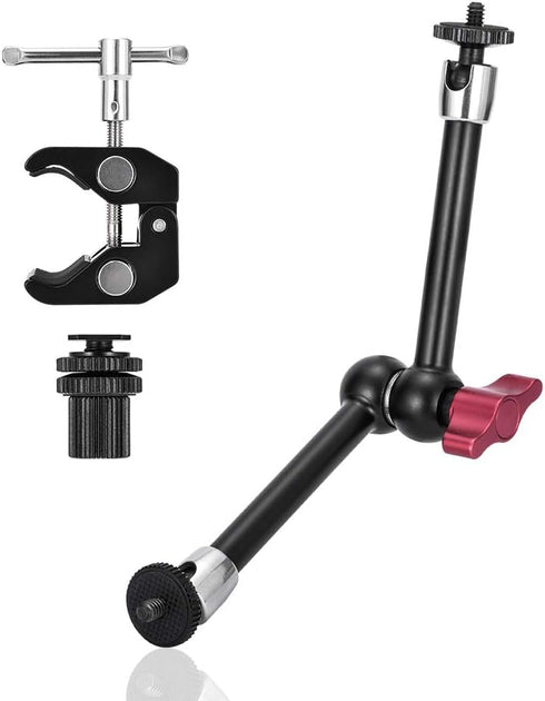UTEBIT 11 inch Magic Arm, Articulating Friction Camera Mount with Super Crab Clamp for DSLR Camera Rig, Flash Light,