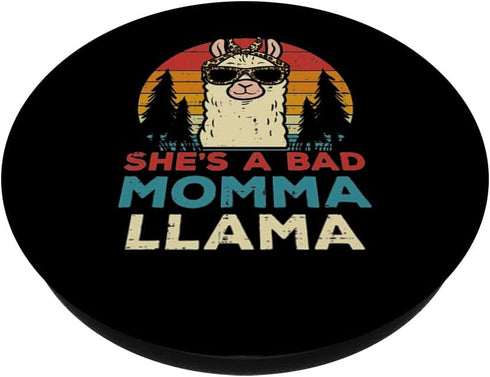 Bad Momma Llama Retro Alpaca Mothers Day Mom Mama Women PopSockets Standard PopGrip