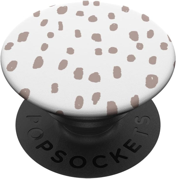 Minimal Neutral Tan White Dalmatian Pattern Boho Aesthetic PopSockets Standard PopGrip