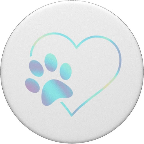 Rainbow Paw Print Heart Dog Cat White PopSockets Standard Grip