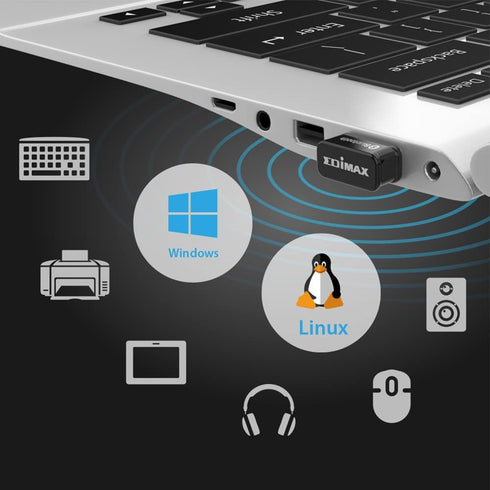 Edimax Bluetooth Adapter for PC, BT 5.0 EDR Nano USB Dongle, Fast Transfer for Windows 10/11, Linux/Mint 21