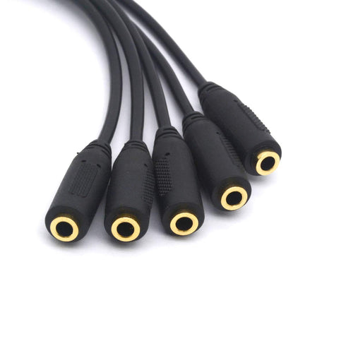 3.5mm Headset Splitter, 5 Way 1/8" 1 Male to 5 Female TRS Stereo Jack Audio Extension Cable Cord