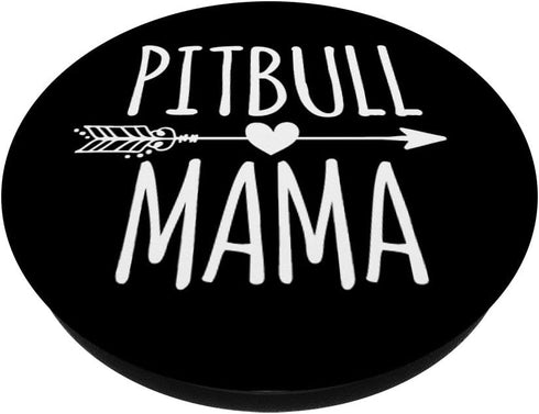 Pitbull Mama Love Pitbulls Black Background Cute Mom Gift PopSockets PopGrip for Phones & Tablets