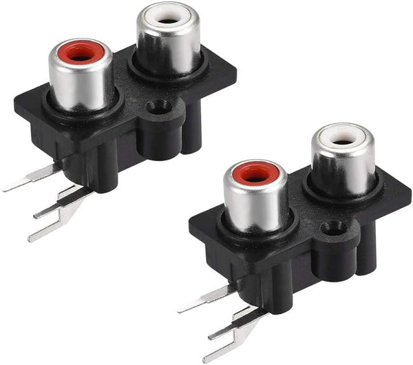 uxcell 2pcs AV Concentric Outlet 3-Pin Connector Socket Panel Mount 2 RCA Female Jack