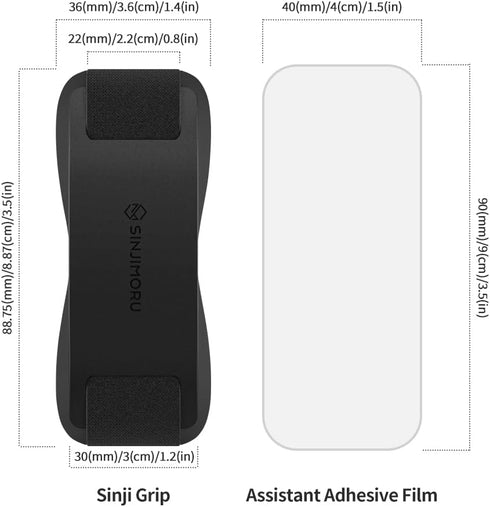 Sinjimoru Silicone Mobile Phone Grip with Stand, Secure iPhone Holder Strap for All Smartphones (Black)