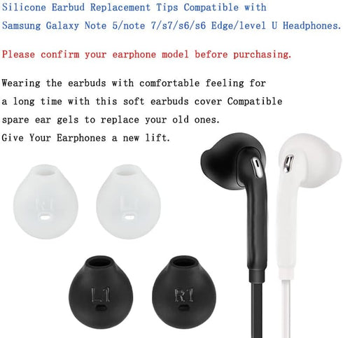 10 Pairs Earbud Covers Silicone Tips Replacement for Samsung Galaxy Note 5/7/S7/S6/S6 Edge Wireless Earbuds (Black &