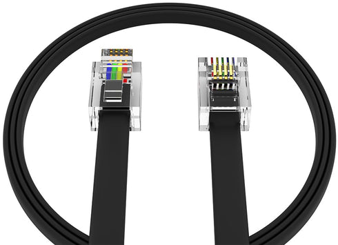 AmzDeals 2-Pack 7 Feet Black Telephone Cable, 6P4C RJ11 Male to Male, Pro Grade