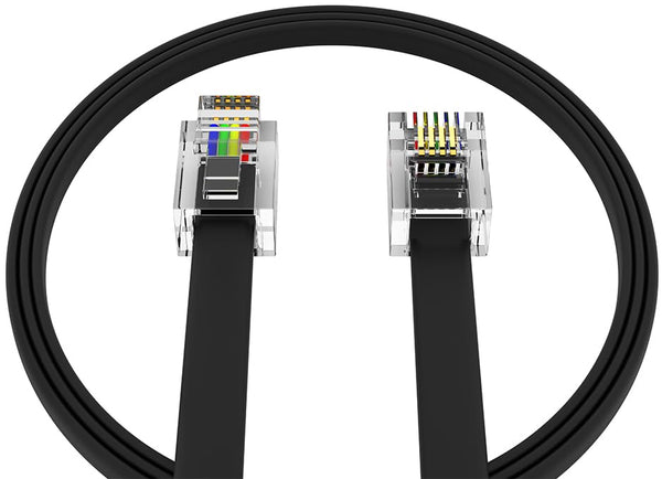 AmzDeals 2-Pack 7 Feet Black Telephone Cable, 6P4C RJ11 Male to Male, Pro Grade