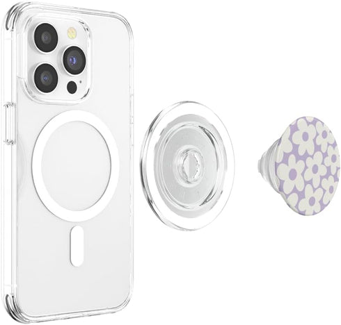 PopSockets PopGrip for MagSafe Pastel Purple Aesthetic Flowers Floral Retro Daisy Women