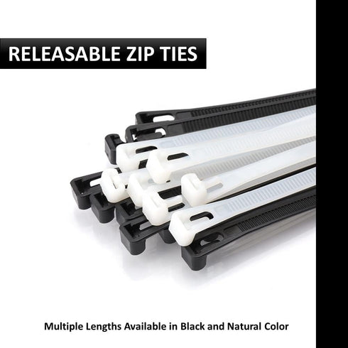 Kable Kontrol Reusable Cable Zip Ties, 8 Inch, 100 Pcs Black, Self-Locking, Adjustable Nylon Plastic Cord Wraps