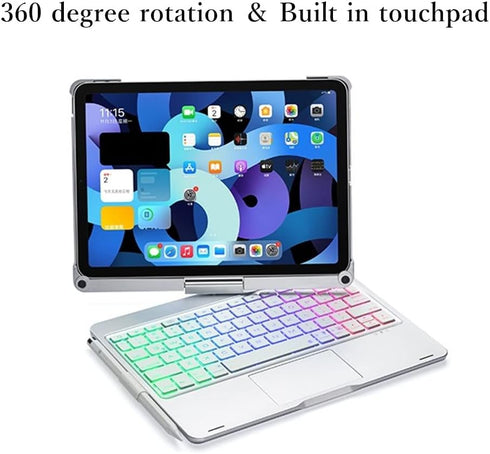 HENGHUI iPad 10th Generation Keyboard Case with TouchPad, 360 Rotating Backlight Bluetooth Cover for iPad 10 2022