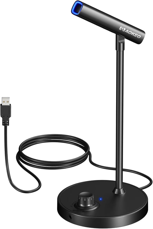 Aokeo USB Desktop Microphone, Computer Microphone for PC with Noise Cancellation & Click