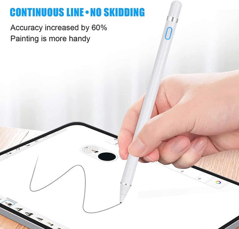 Rechargeable Active Stylus Pencil Compatible with Apple iPad, Fine Point Stylist for Touch Screens and Other Tablets