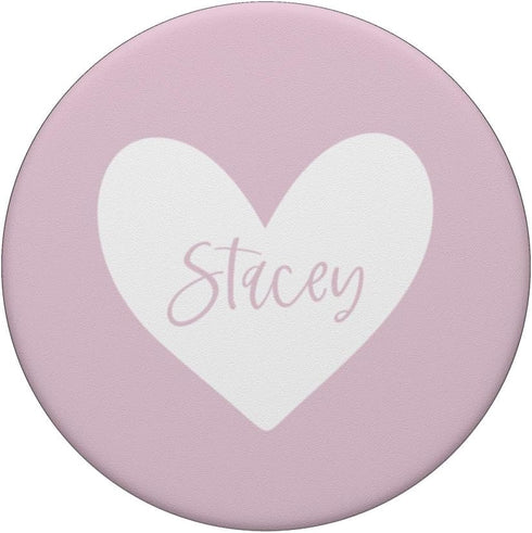 Stacey Pink Name Heart Love Woman Girl Friend Personalized PopSockets Standard PopGrip