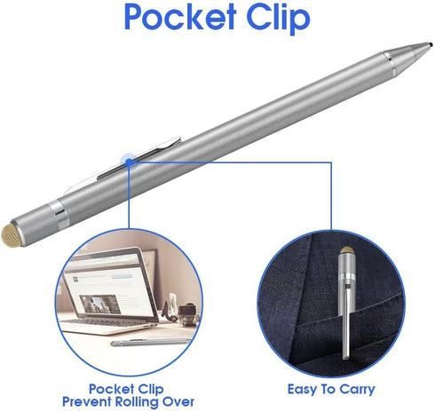 2-in-1 Active Stylus Digital Pen with 1.5mm Ultra Fine Tip for iPad, iPhone, Samsung Tablets, Good for Drawing and