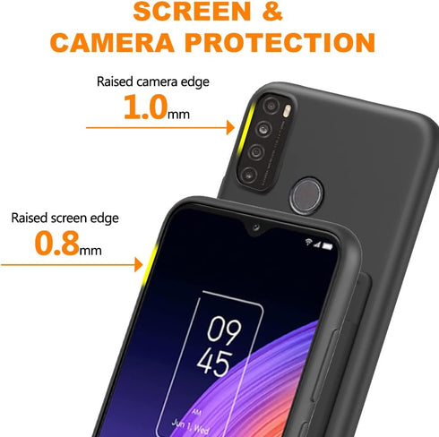 TCL 30 XL T701DL Phone Case with Tempered Glass Screen Protector, Card Holder with Ring Stand, Black