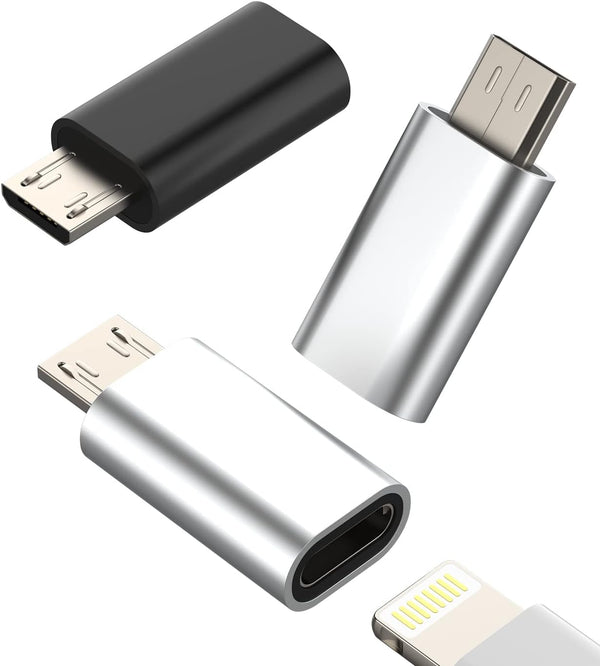 Kefiany Lightning Female to Micro USB Male Adapter, 3 Pack, 60 Days Money-Back