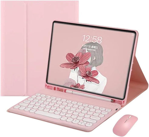 Keyboard Case for iPad Mini 5/4 with Mouse & Pencil Holder, Bluetooth, Pink
