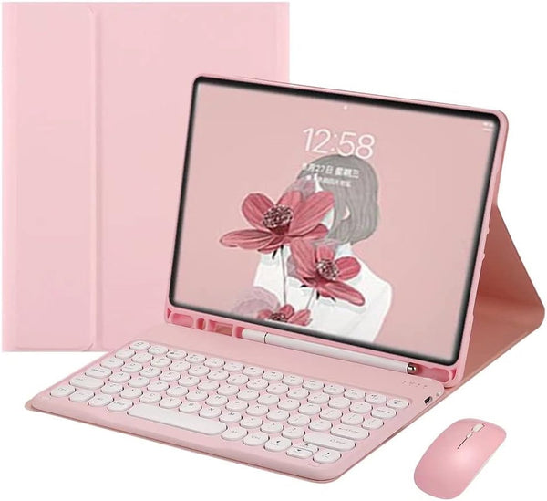 Keyboard Case for iPad Mini 5/4 with Mouse & Pencil Holder, Bluetooth, Pink